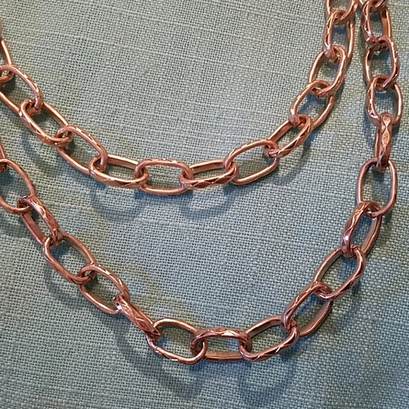 Necklace brushed gold Paperclip Chain 2 strand NEW - Picture 3 of 4